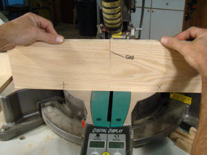 miter-saw-set-up-5 Checking a cut made by a miter saw