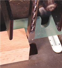 mortiser10 Orient the hollow chisel on a mortiser