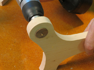 photo-10-drilling-the-backside-of-plug-hole-300 Building a Maple and Walnut Serving Tray