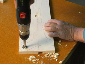 photo-5-drilling-plug-hole-into-tray-side-300 Building a Maple and Walnut Serving Tray